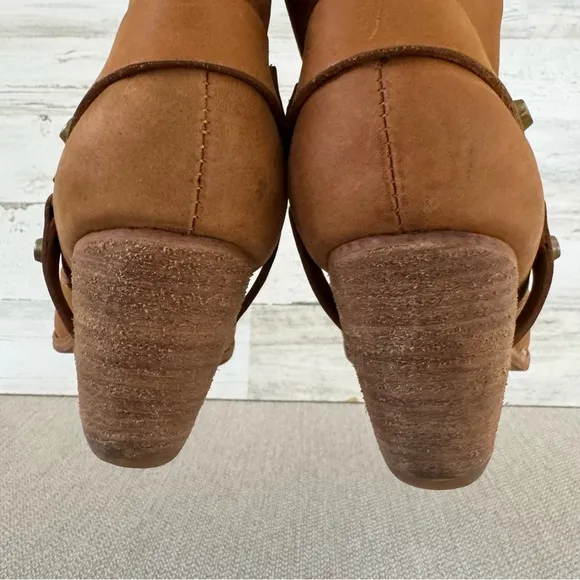Ariana Bohling Tan Leather Boots Womens Size 10 Cowgirl Western Rodeo Boho