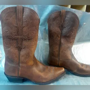 Ariat Fearless Leather Brown Western Cowboy Boots Sz 12EE