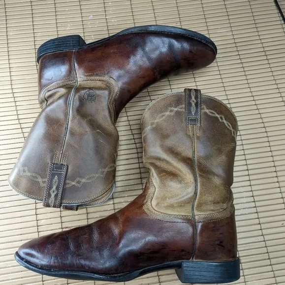 Ariat Men's 12D Heritage Roper Boots Distressed Brown leather 10002284 Wear repa