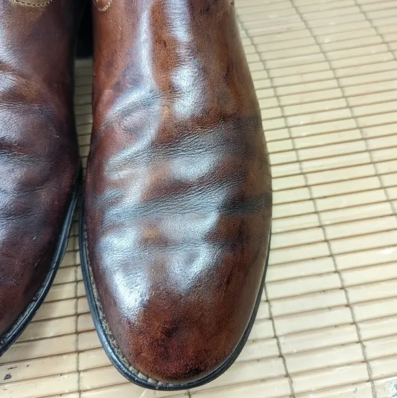 Ariat Men's 12D Heritage Roper Boots Distressed Brown leather 10002284 Wear repa