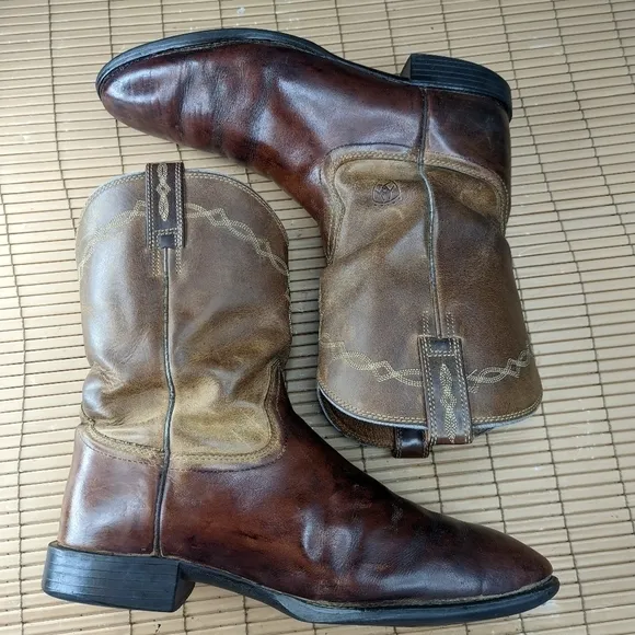 Ariat Men's 12D Heritage Roper Boots Distressed Brown leather 10002284 Wear repa