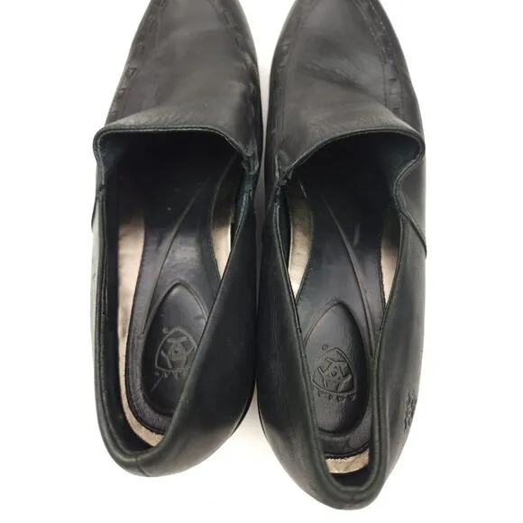 Ariat Shoes Womens 9 B Wedge Clogs Black Leather Pull On Round Toe 21160