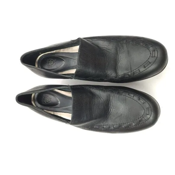 Ariat Shoes Womens 9 B Wedge Clogs Black Leather Pull On Round Toe 21160