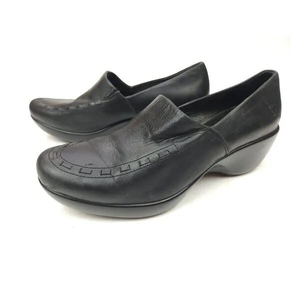 Ariat Shoes Womens 9 B Wedge Clogs Black Leather Pull On Round Toe 21160