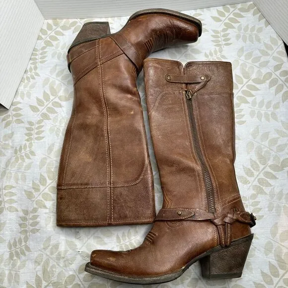 Ariat Wild Flower Women's Brown Leather Knee High Tall Boots 10016359 Size 6.5 B