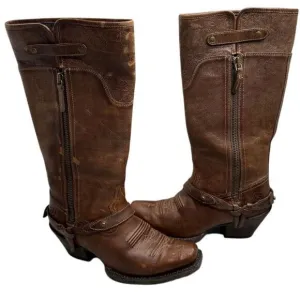 Ariat Wild Flower Women's Brown Leather Knee High Tall Boots 10016359 Size 6.5 B