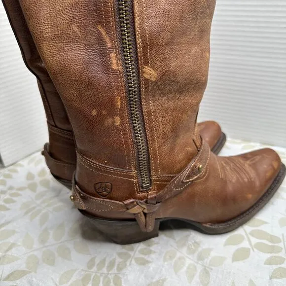 Ariat Wild Flower Women's Brown Leather Knee High Tall Boots 10016359 Size 6.5 B
