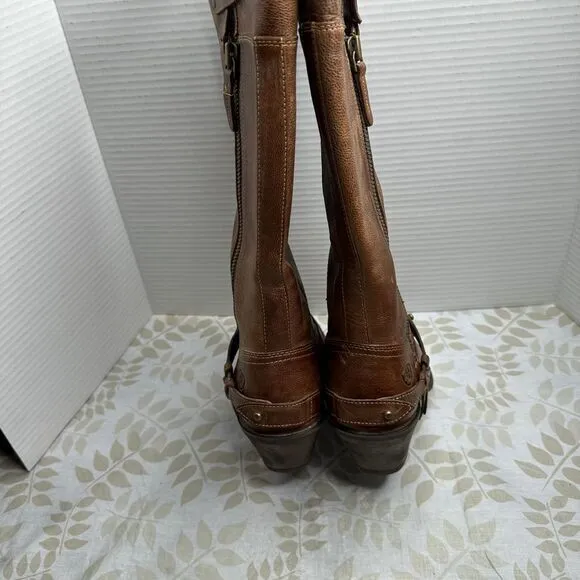 Ariat Wild Flower Women's Brown Leather Knee High Tall Boots 10016359 Size 6.5 B