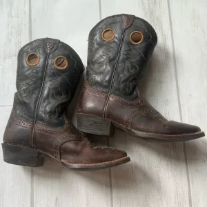 Ariat Youth Size 2.5 Brown Leather Buckaroo Cowboy Western Boots Boys #10016239