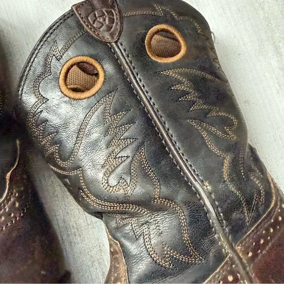 Ariat Youth Size 2.5 Brown Leather Buckaroo Cowboy Western Boots Boys #10016239