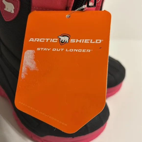 Artic Shield Girls Warm Insulated Waterproof Pink and Black Boots