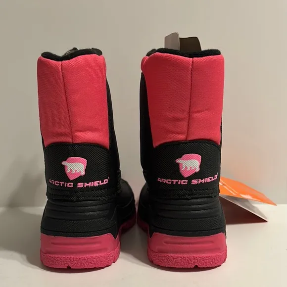 Artic Shield Girls Warm Insulated Waterproof Pink and Black Boots