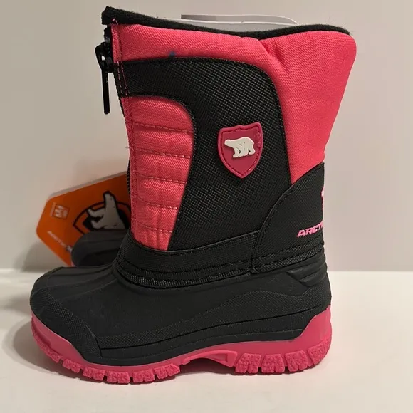 Artic Shield Girls Warm Insulated Waterproof Pink and Black Boots