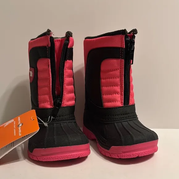 Artic Shield Girls Warm Insulated Waterproof Pink and Black Boots