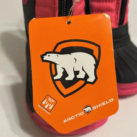 Artic Shield Girls Warm Insulated Waterproof Pink and Black Boots