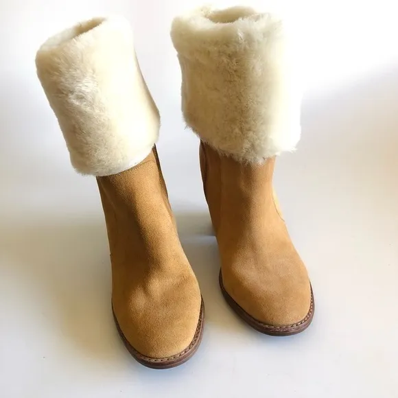 Arturo Chiang Maira Suede Fur Lined Boots