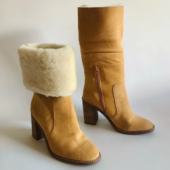 Arturo Chiang Maira Suede Fur Lined Boots