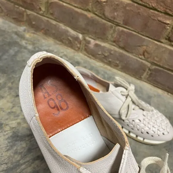 A.S.98 Tucker Beige Woven Toe Leather Sneaker Size 38
