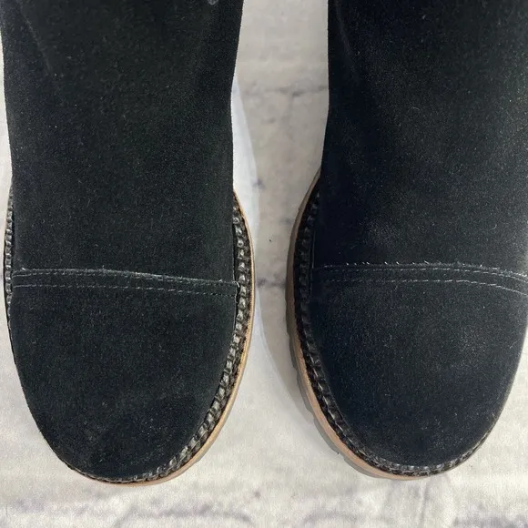 ASH Black Biker Boots Size 39 US 8 Deerskin Suede Lug Sole Pull On