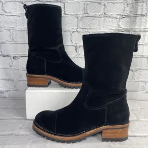 ASH Black Biker Boots Size 39 US 8 Deerskin Suede Lug Sole Pull On