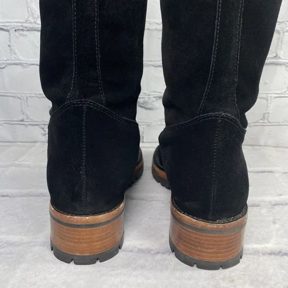 ASH Black Biker Boots Size 39 US 8 Deerskin Suede Lug Sole Pull On