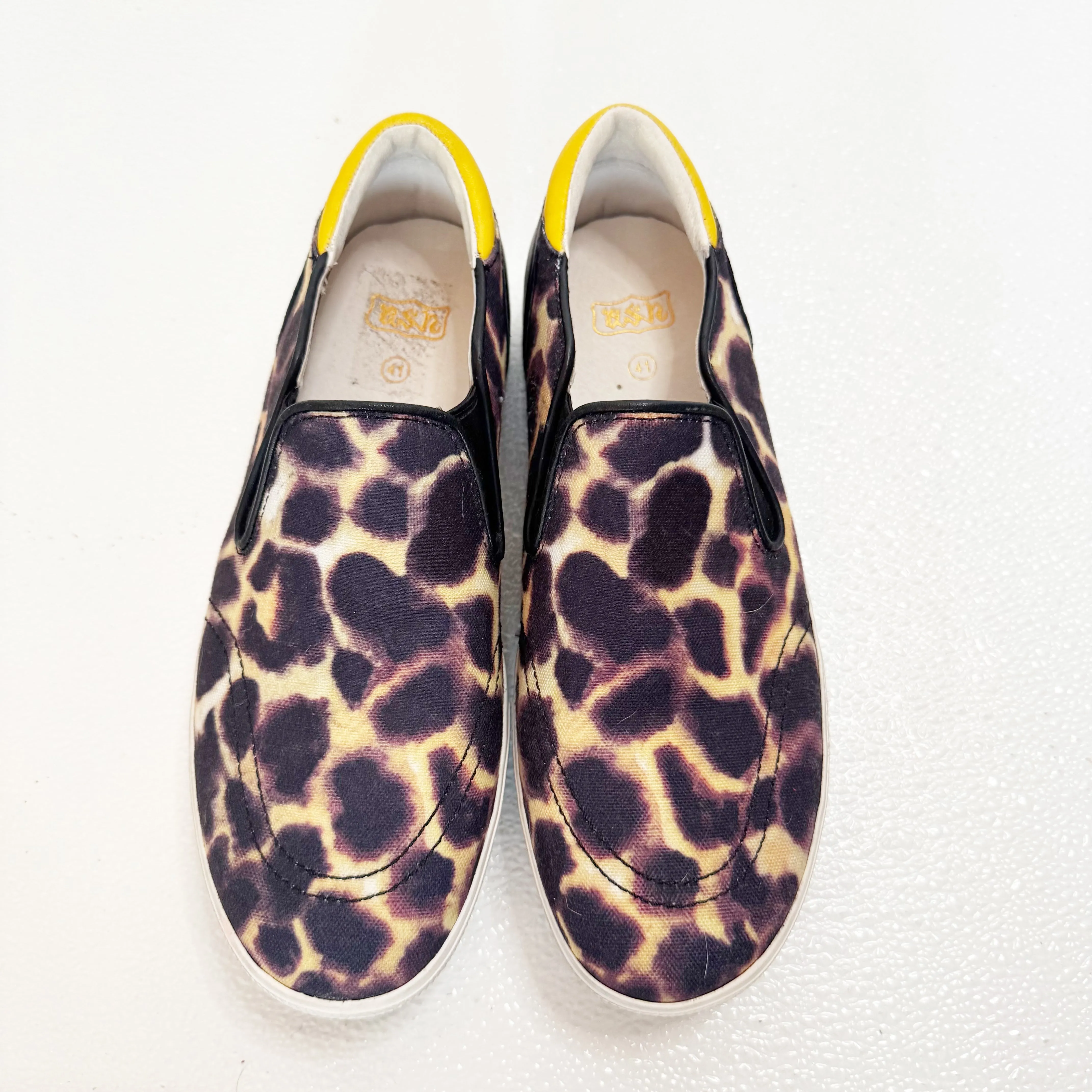 ASH Jungle Print Canvas Platform Slip On Sneakers