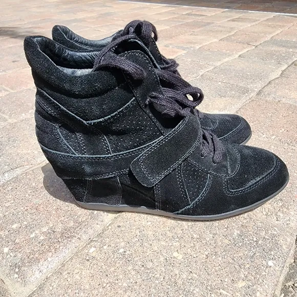 Ash London Women's Black Suede Wedge Sneakers sz US 9 EU 40