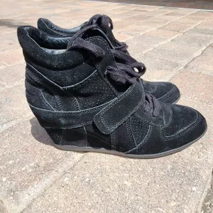 Ash London Women's Black Suede Wedge Sneakers sz US 9 EU 40
