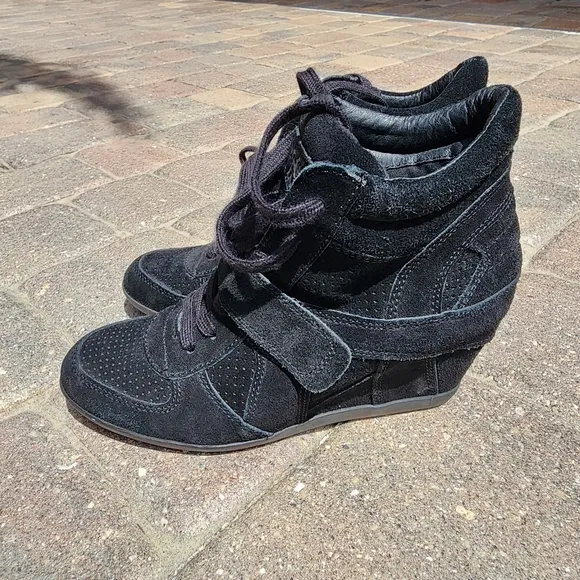 Ash London Women's Black Suede Wedge Sneakers sz US 9 EU 40