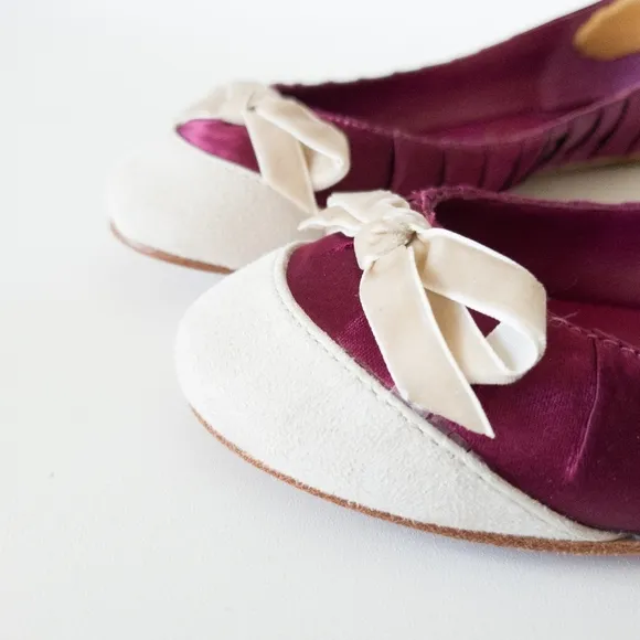 Ash Purple Satin Genuine Leather Slip-On Ballet Flats