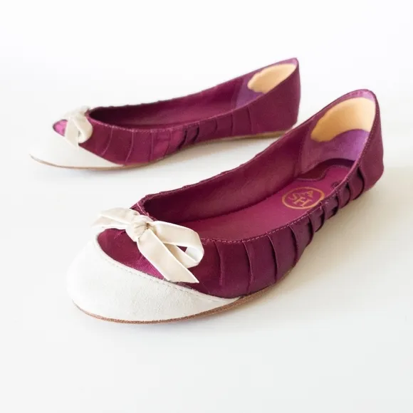Ash Purple Satin Genuine Leather Slip-On Ballet Flats
