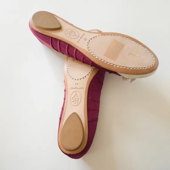 Ash Purple Satin Genuine Leather Slip-On Ballet Flats
