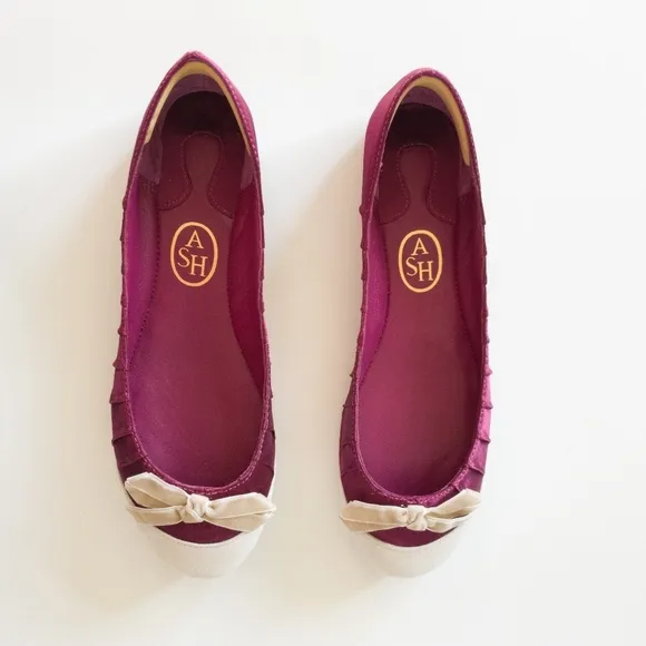 Ash Purple Satin Genuine Leather Slip-On Ballet Flats