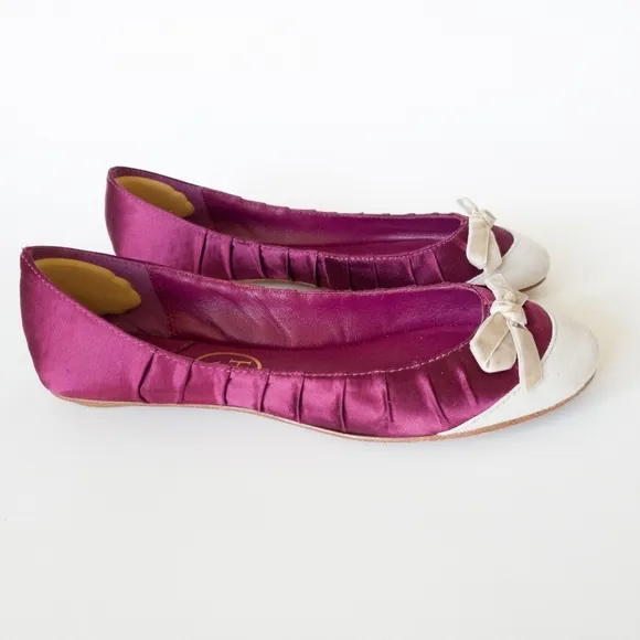 Ash Purple Satin Genuine Leather Slip-On Ballet Flats