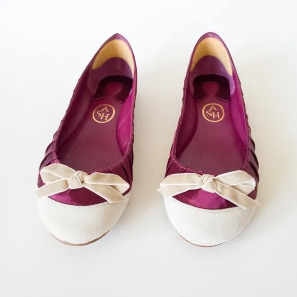 Ash Purple Satin Genuine Leather Slip-On Ballet Flats