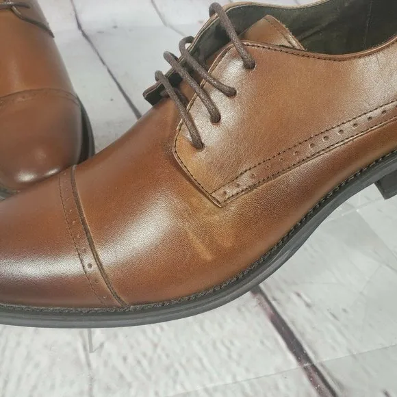 Asher Green Men's Brown Genuine Leather Oxford Shoes