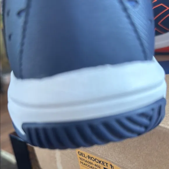 ASICS Blue and Orange Athletic Shoes with Signature Stripes