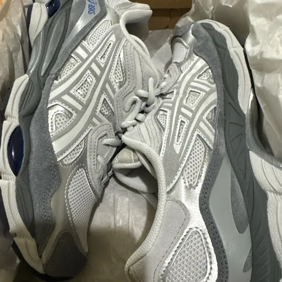 Asics White and Gray Athletic Shoes with Supportive Midsole