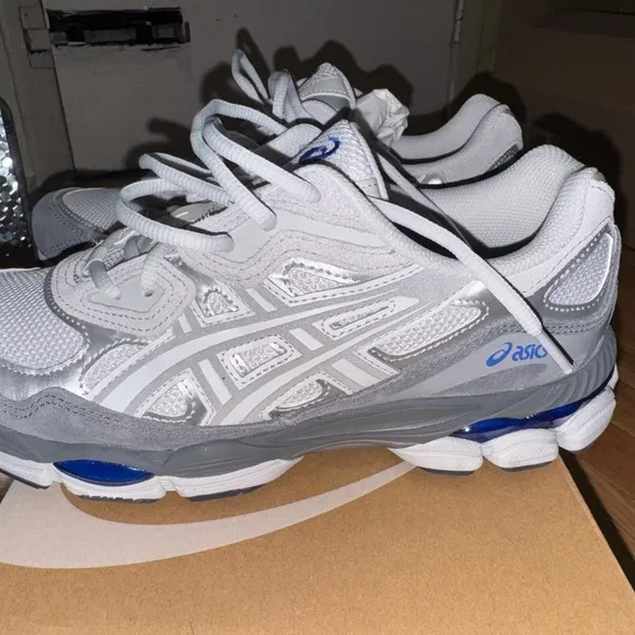Asics White and Gray Athletic Shoes with Supportive Midsole