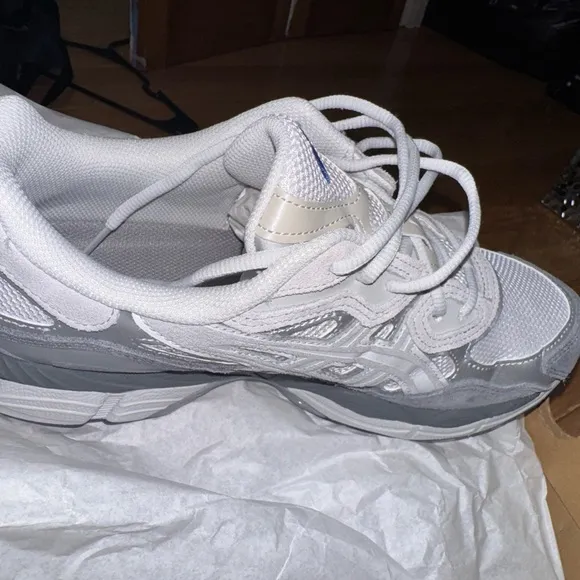 Asics White and Gray Athletic Shoes with Supportive Midsole