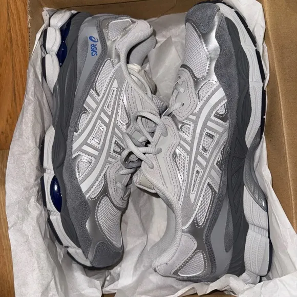 Asics White and Gray Athletic Shoes with Supportive Midsole