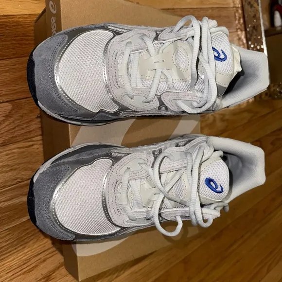Asics White and Gray Athletic Shoes with Supportive Midsole