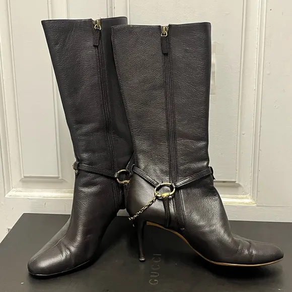 Authentic Gucci Brown Leather Women Boot Size 36 C