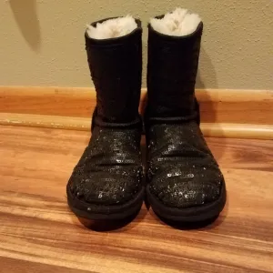 Authentic Ugg black sparkly sequin boots size 2