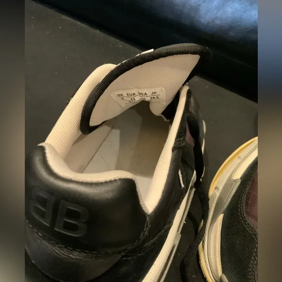 Balenciaga Black/Burgundy Suede and Nylon Triple S Sneakers