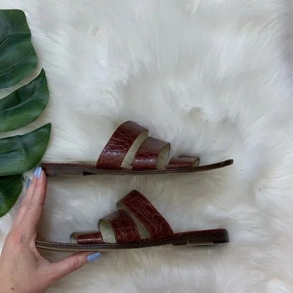 Bally Heaven Triple Strap Slides Sandals Brown 11