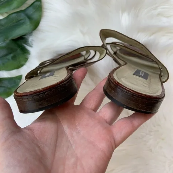Bally Heaven Triple Strap Slides Sandals Brown 11
