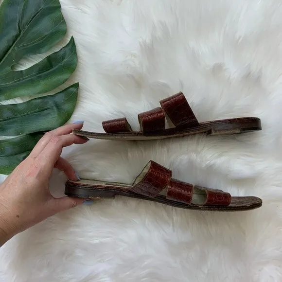Bally Heaven Triple Strap Slides Sandals Brown 11