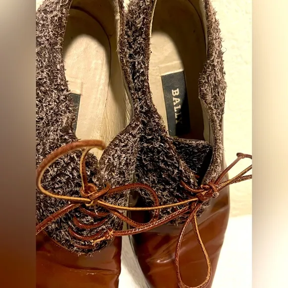 BALLY Italy Classic “GRACE” Leather Tie-Up Kitten Heel Shoes 6.5 M