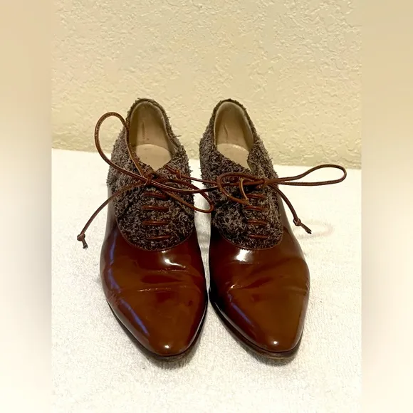 BALLY Italy Classic “GRACE” Leather Tie-Up Kitten Heel Shoes 6.5 M